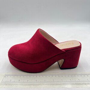 Pazzion Red Platform Rounded Toe Mules Clogs Slip On Chunky High Heel Slipper